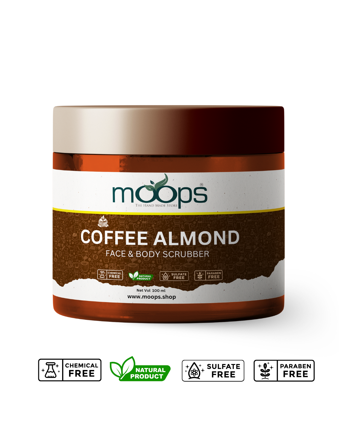 Moops Almond Coffee Face & Body Scrubber