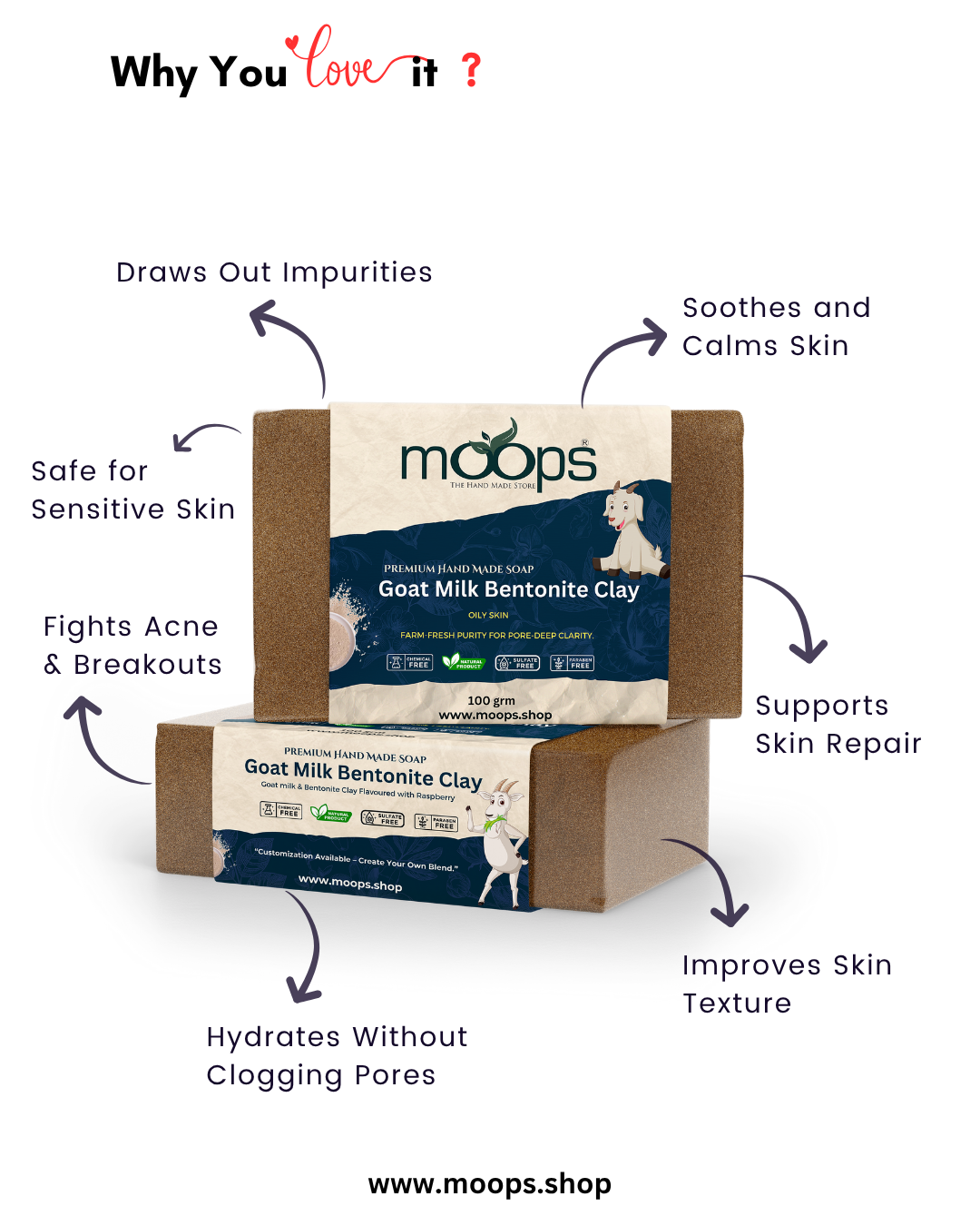 Moops Goat Milk Bentonite Clay Premium Handmade Soap