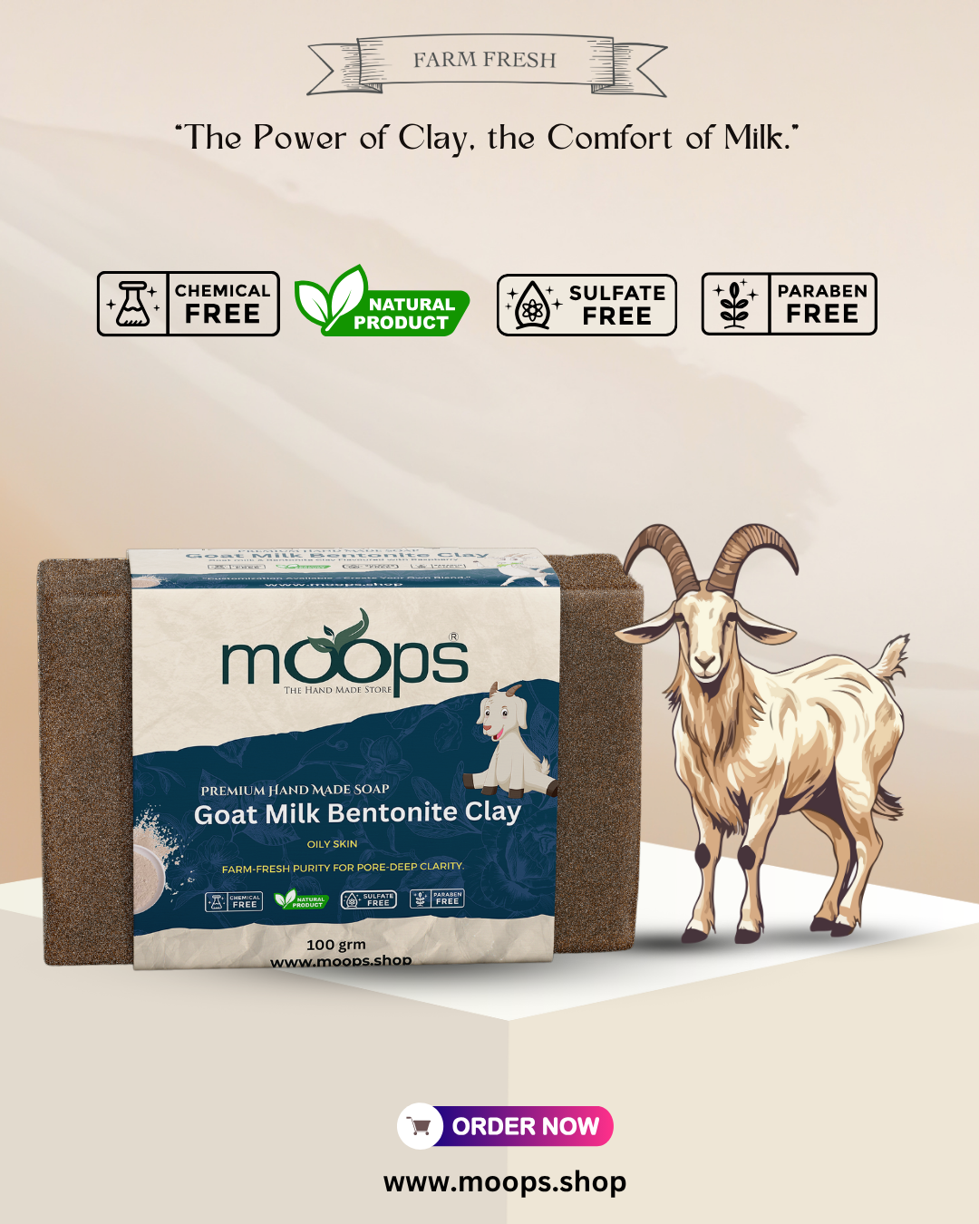Moops Goat Milk Bentonite Clay Premium Handmade Soap