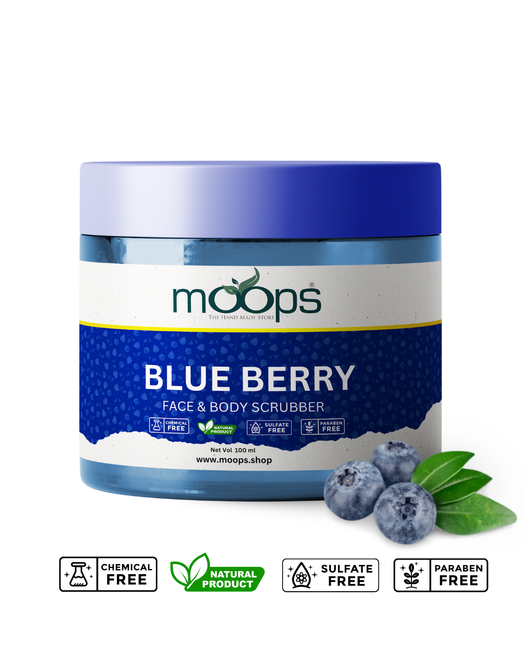 Moops Blueberry Face & Body Scrubber