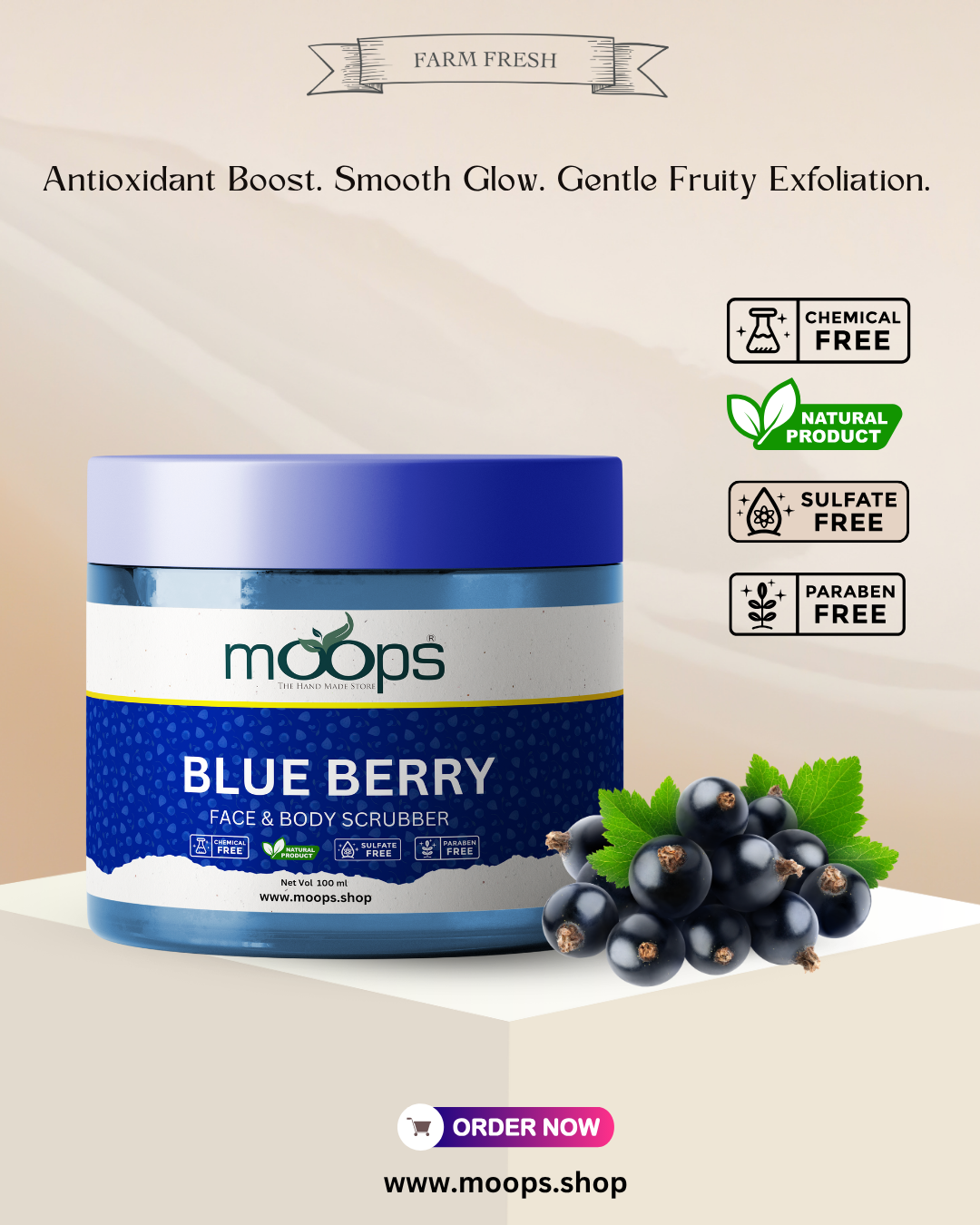 Moops Blueberry Face & Body Scrubber