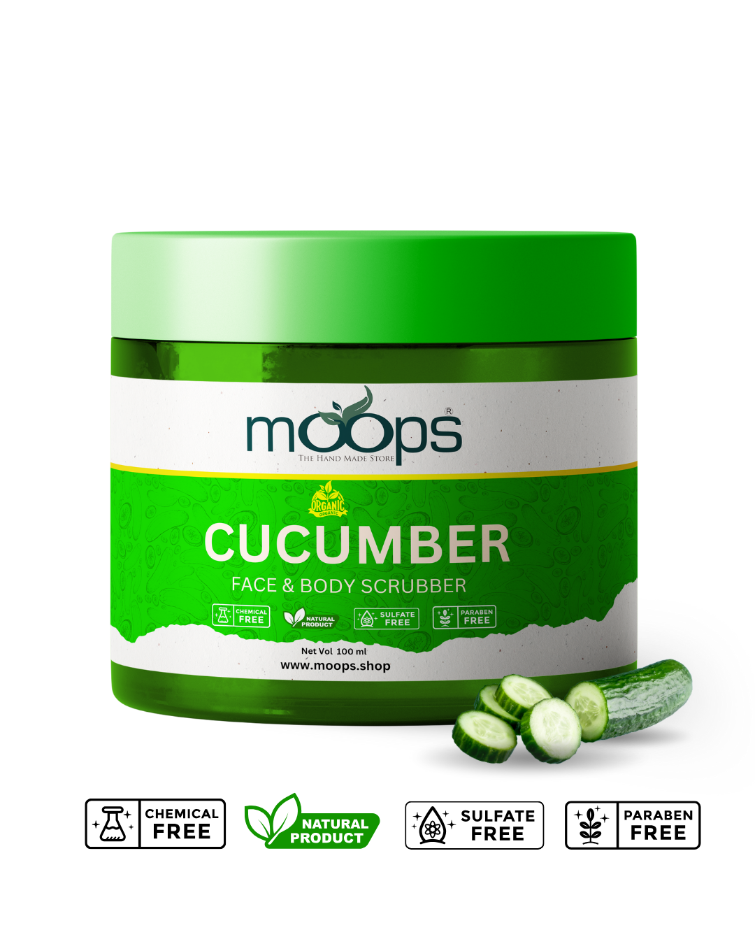 Moops Cucumber Face & Body Scrubber