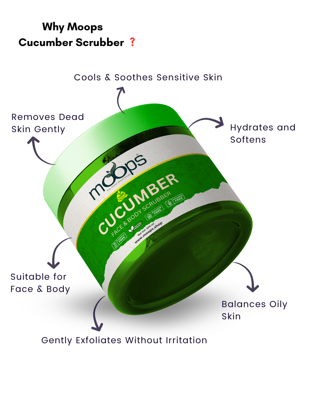 Moops Cucumber Face & Body Scrubber