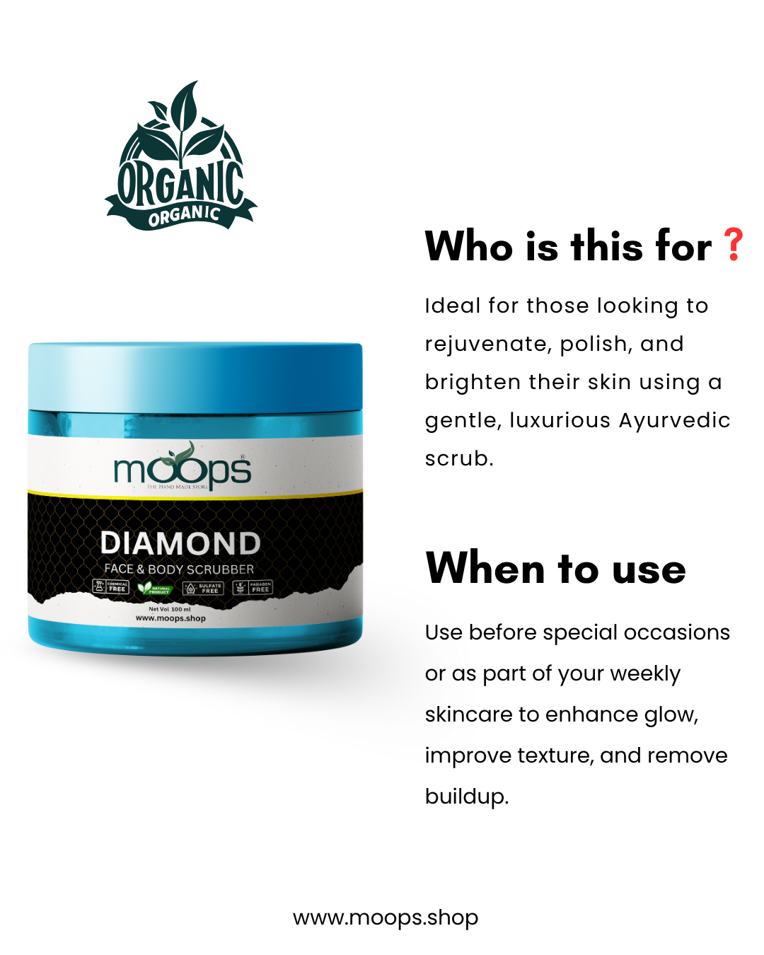 Moops Diamond Face & Body Scrubber