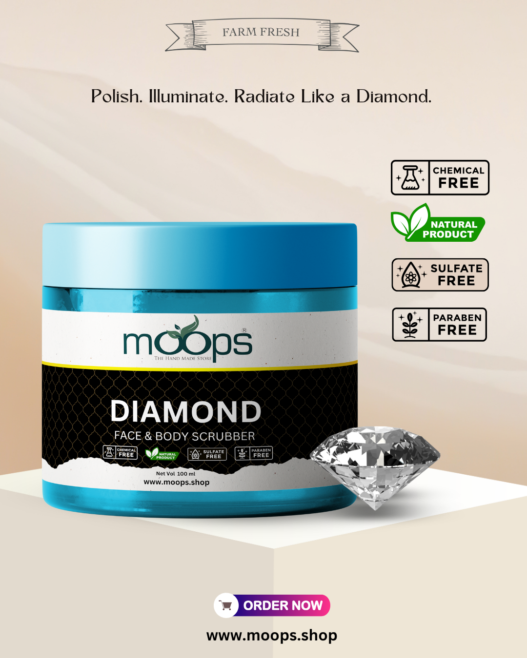 Moops Diamond Face & Body Scrubber