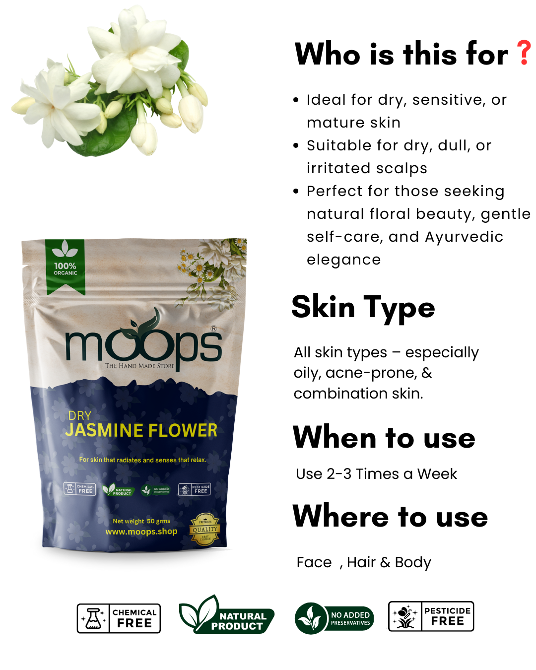 Moops Dried Jasmine Flowers