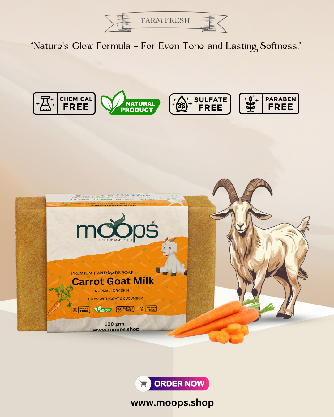 Moops Goat Milk Carrot Premium Handmade Soap