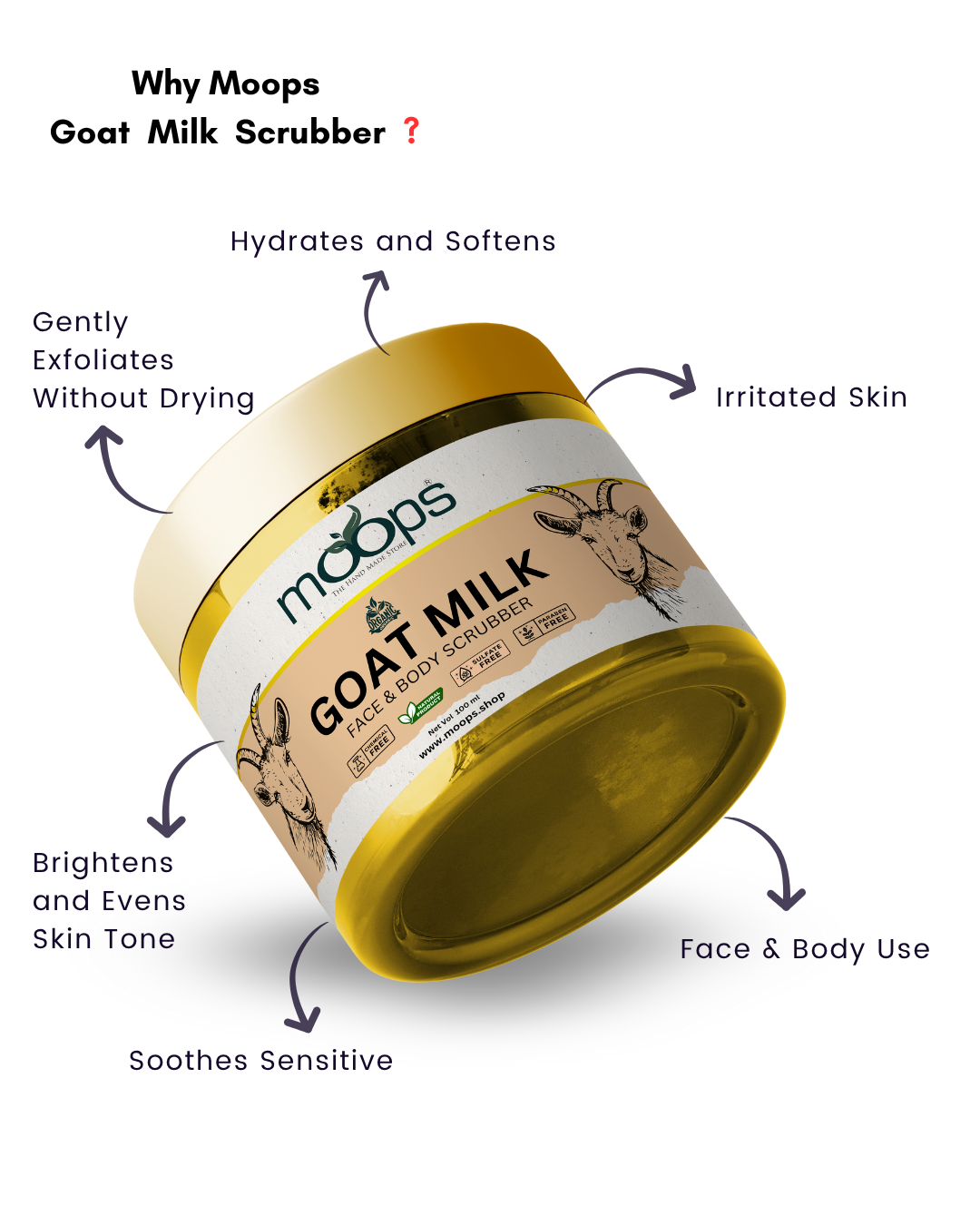 Moops Goat Milk Face & Body Scrubber