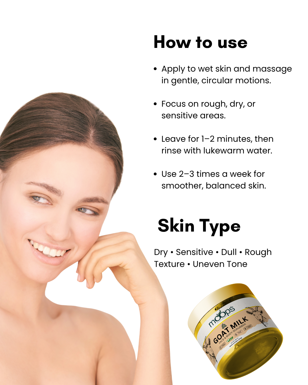 Moops Goat Milk Face & Body Scrubber