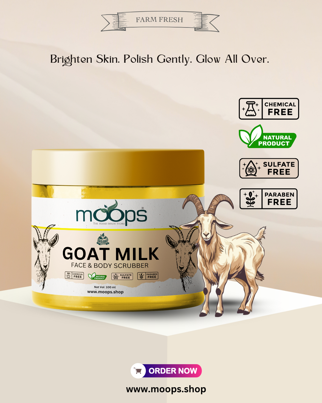 Moops Goat Milk Face & Body Scrubber