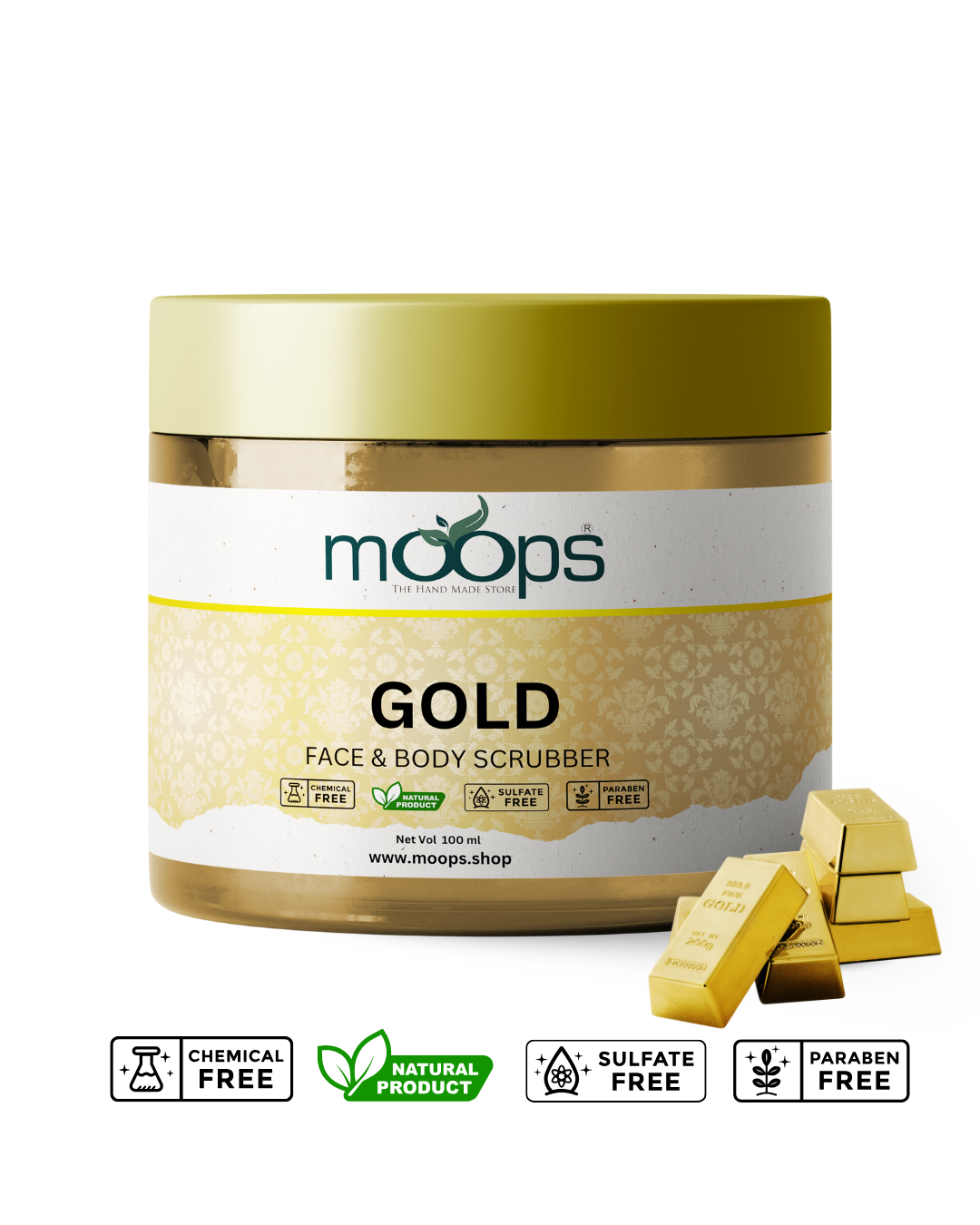 Moops Gold Face & Body Scrubber