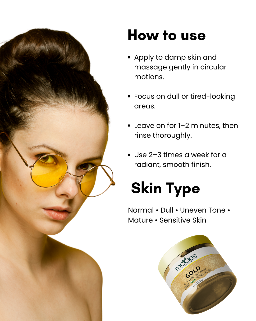 Moops Gold Face & Body Scrubber