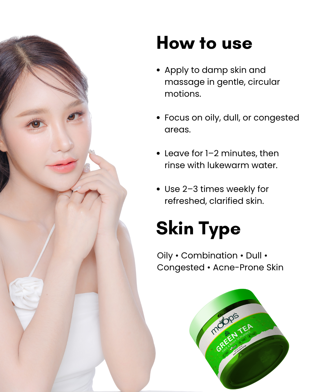 Moops Green Tea Face & Body Scrubber