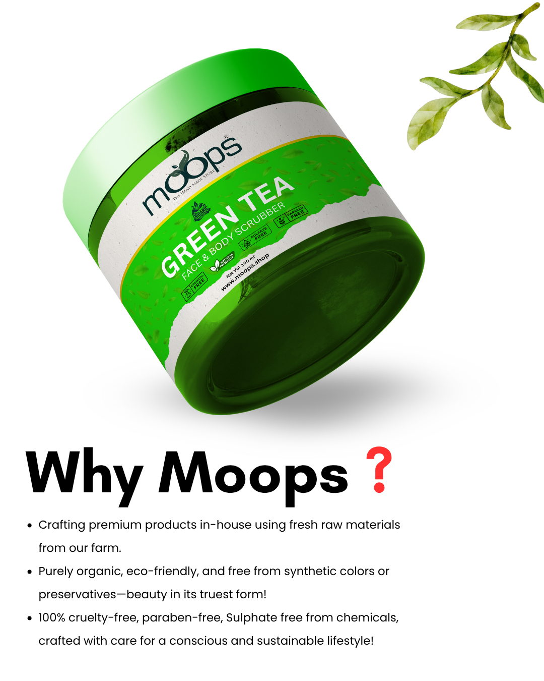 Moops Green Tea Face & Body Scrubber