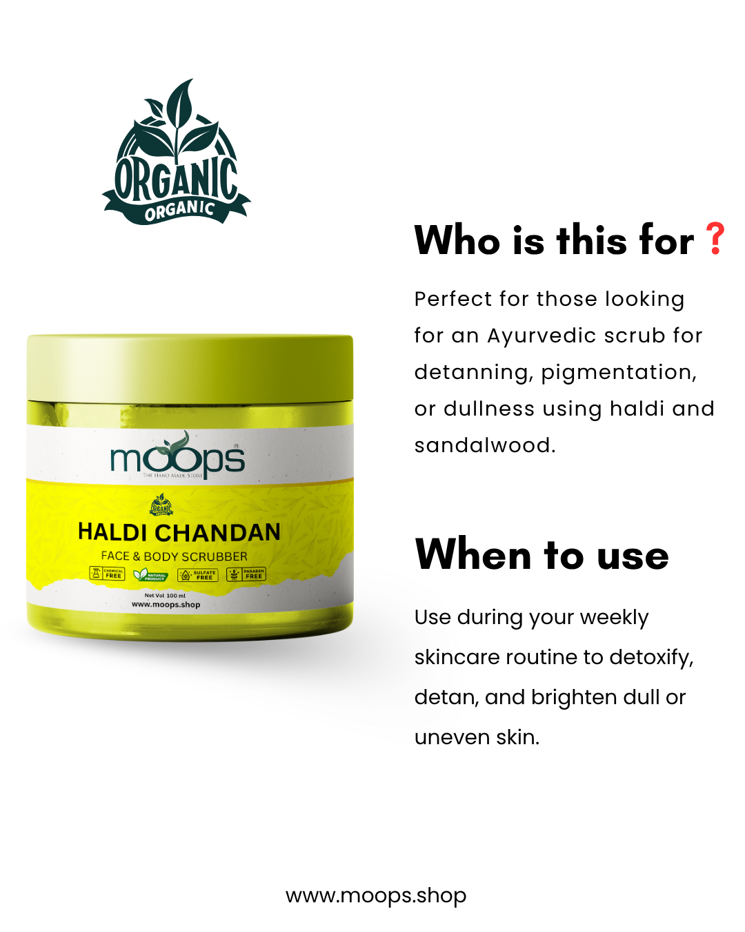 Moops Haldi Chandana Face & Body Scrubber