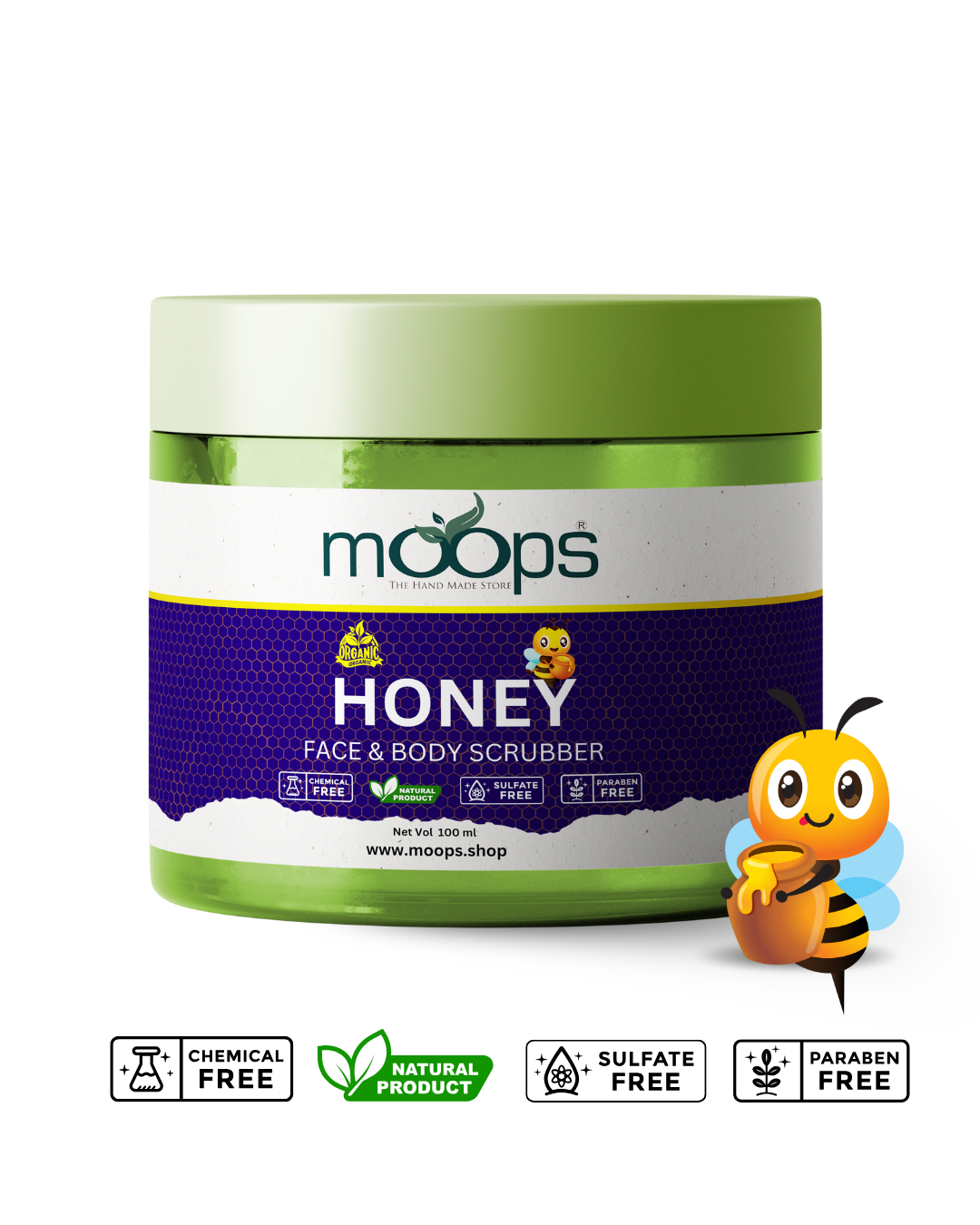 Moops Honey Face & Body Scrubber