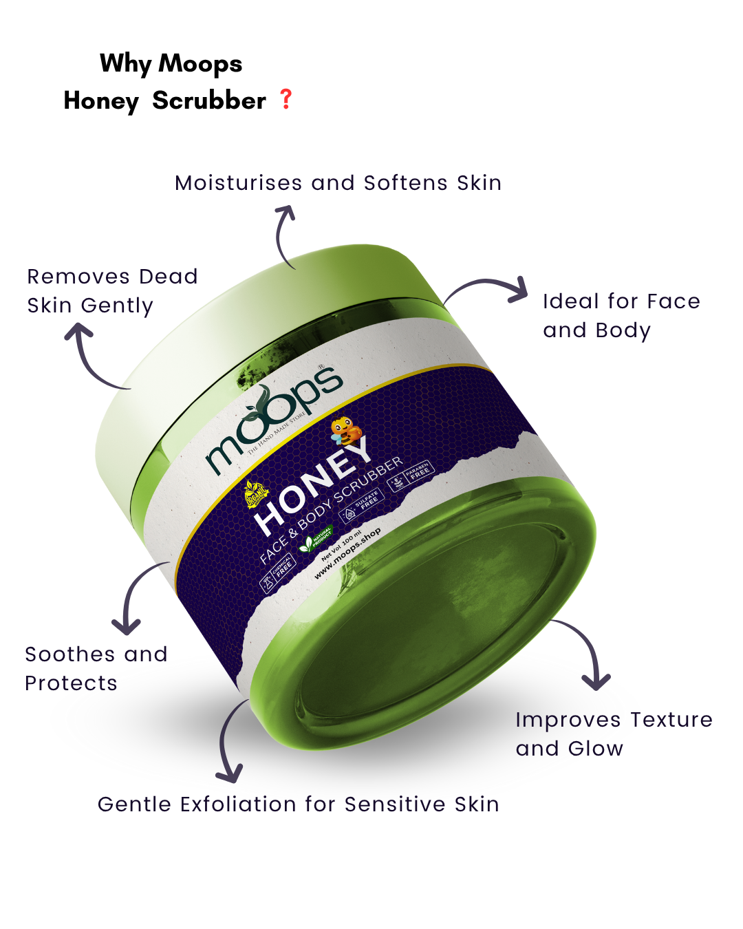 Moops Honey Face & Body Scrubber