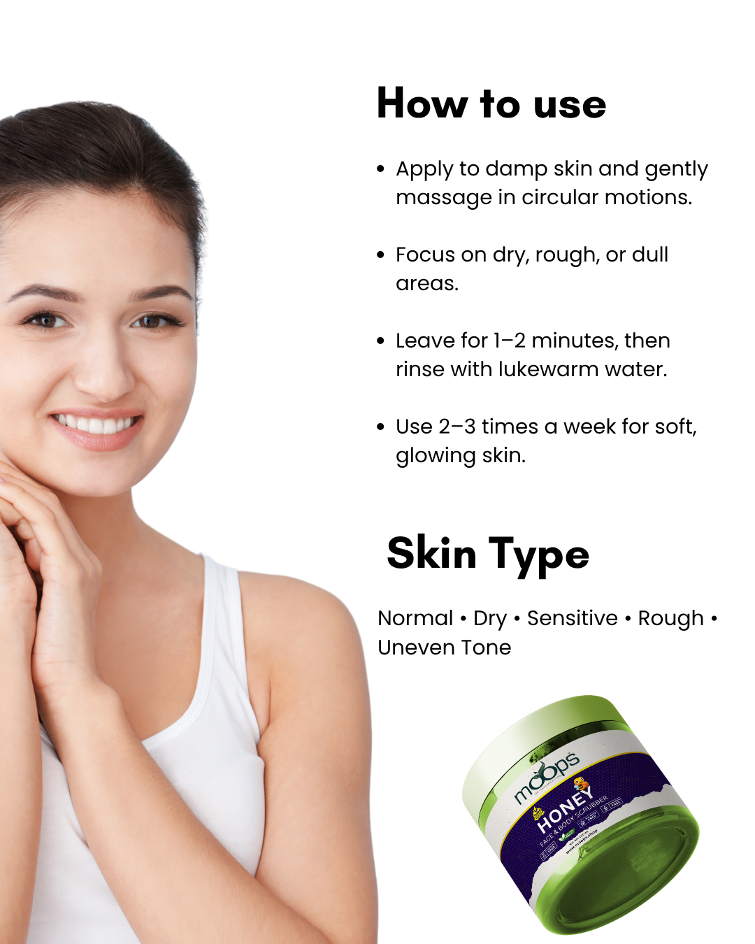 Moops Honey Face & Body Scrubber
