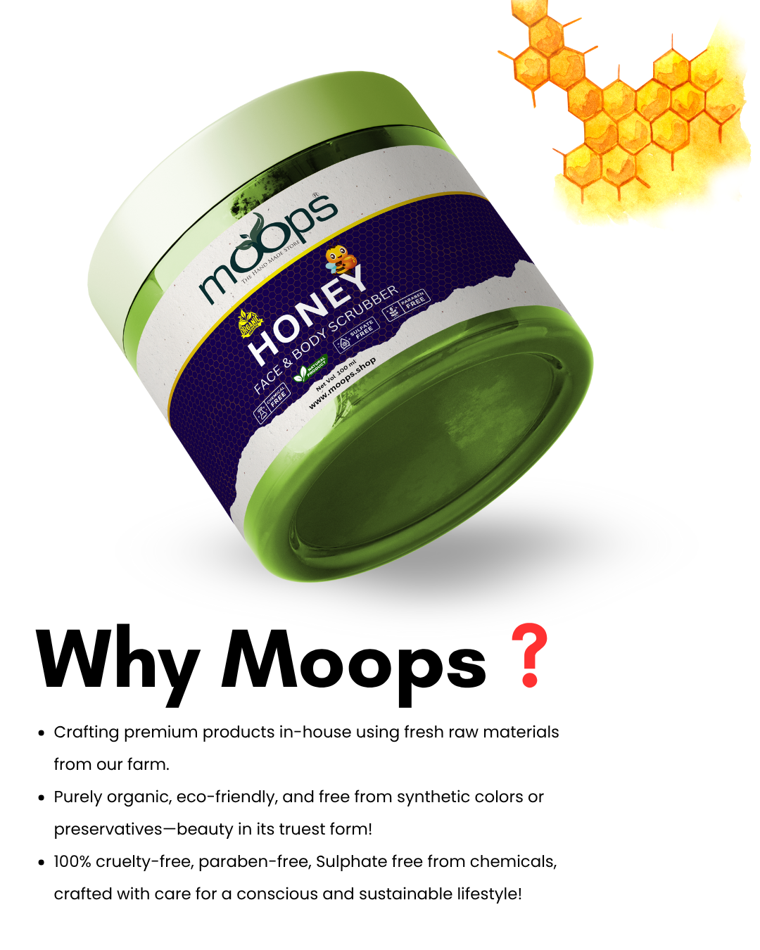 Moops Honey Face & Body Scrubber