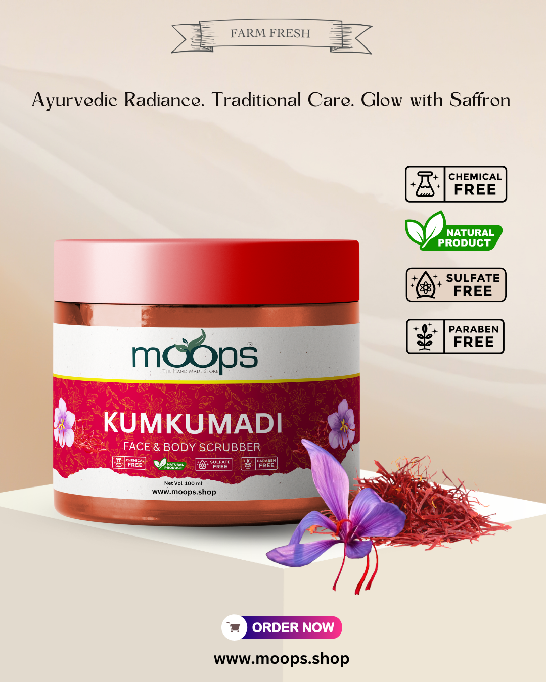 Moops Kunkumadi Face & Body Scrubber