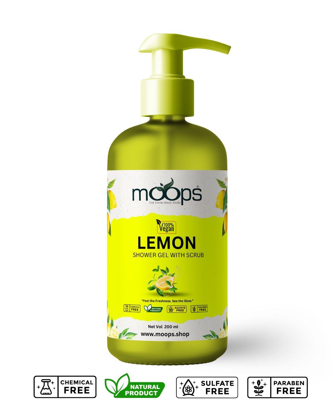 Moops Lemon Shower Gel with Scrubber