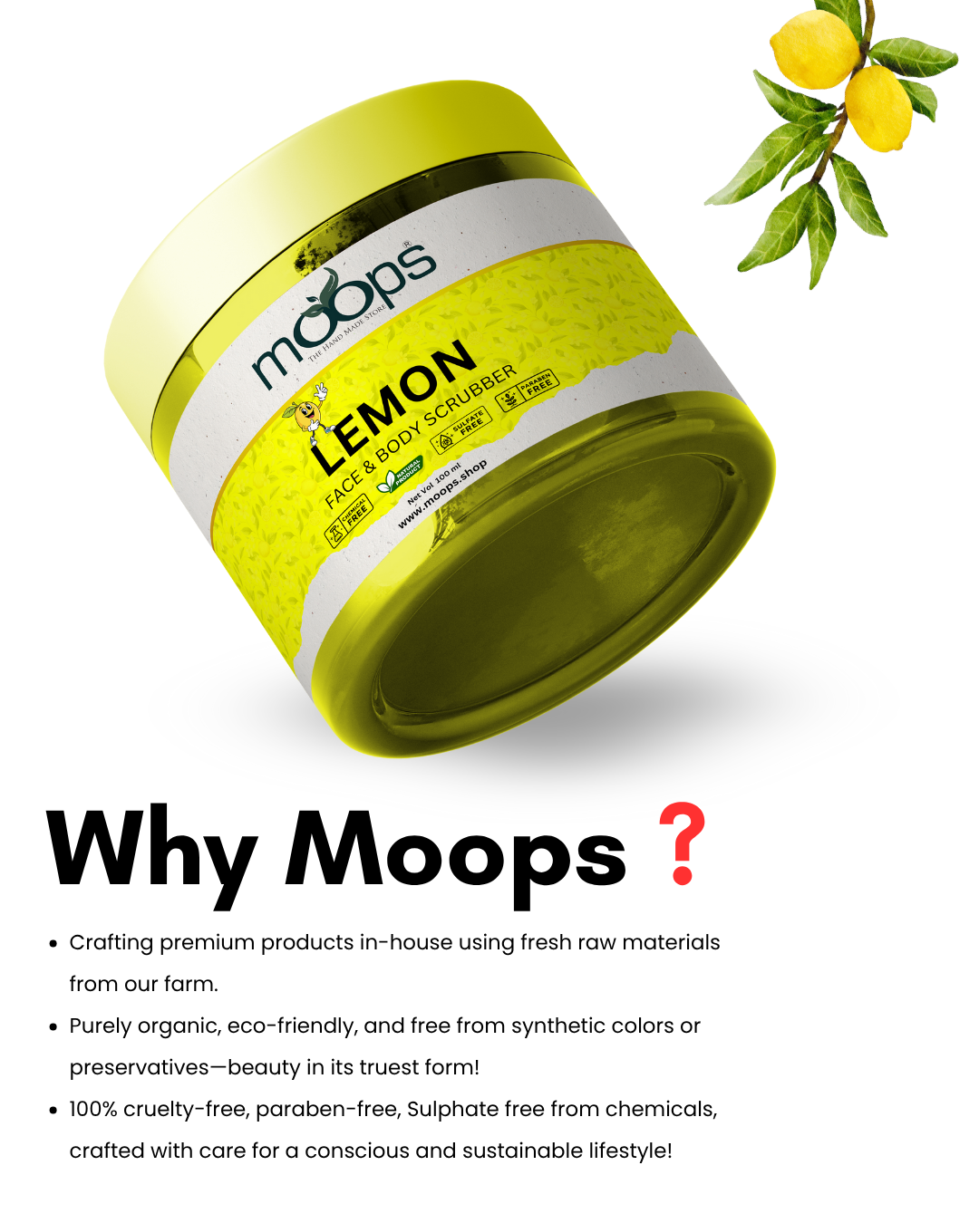 Moops Lemon Face & Body Scrubber