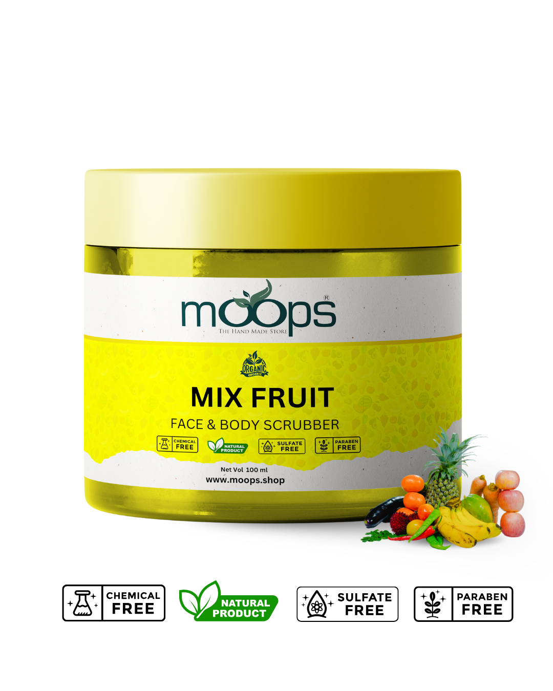 Moops Mixed Fruit Face & Body Scrubber