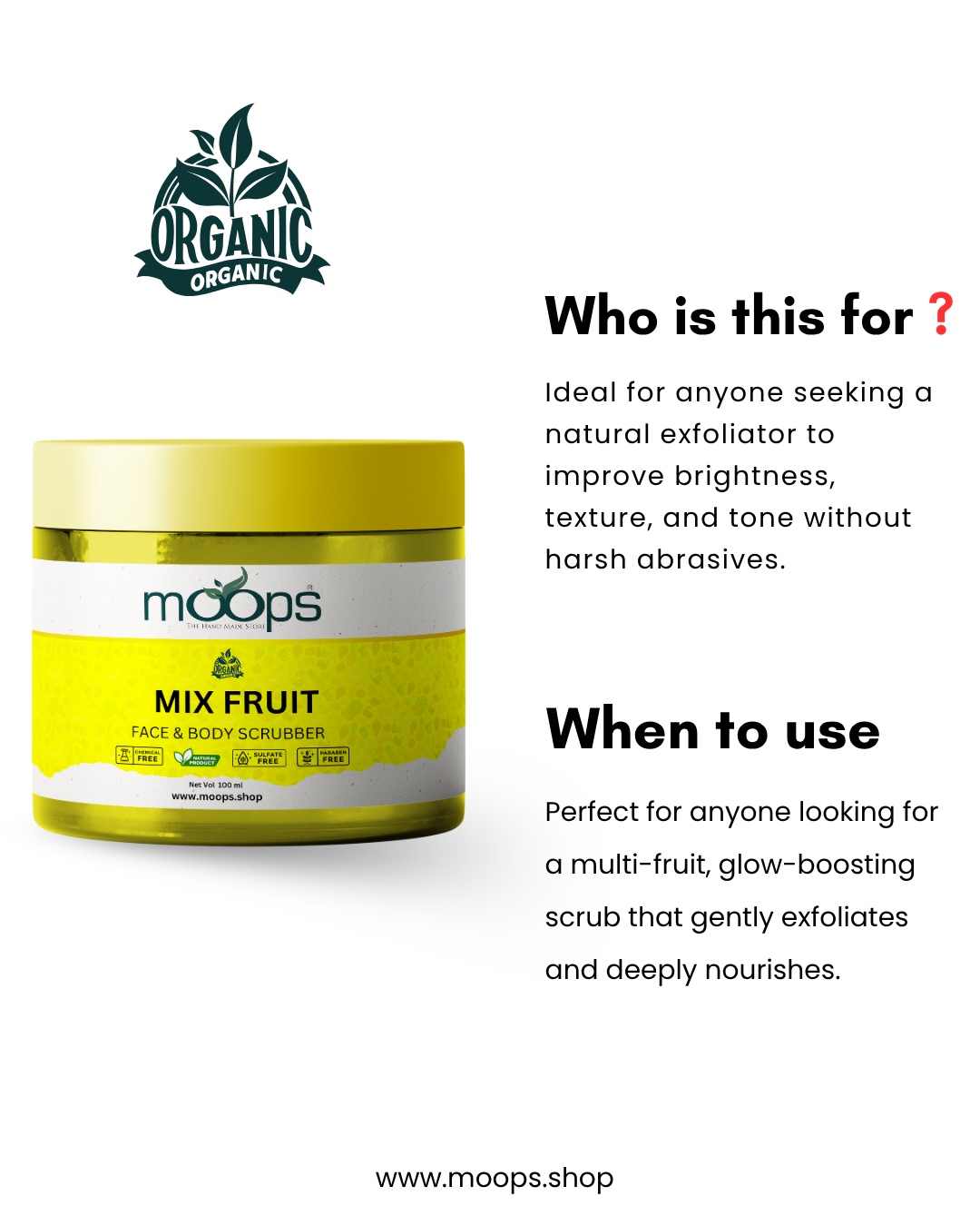 Moops Mixed Fruit Face & Body Scrubber
