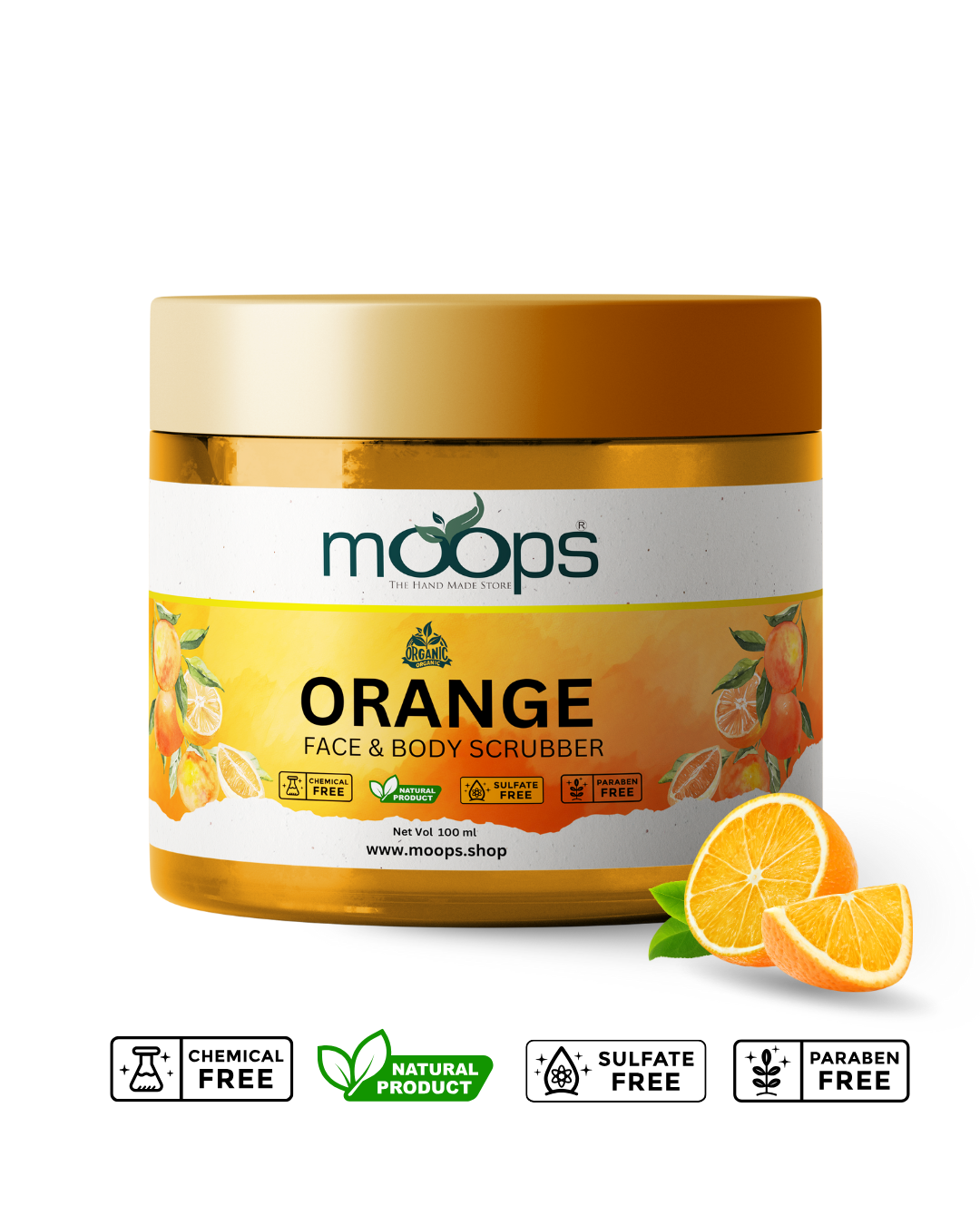 Moops Orange Face & Body Scrubber