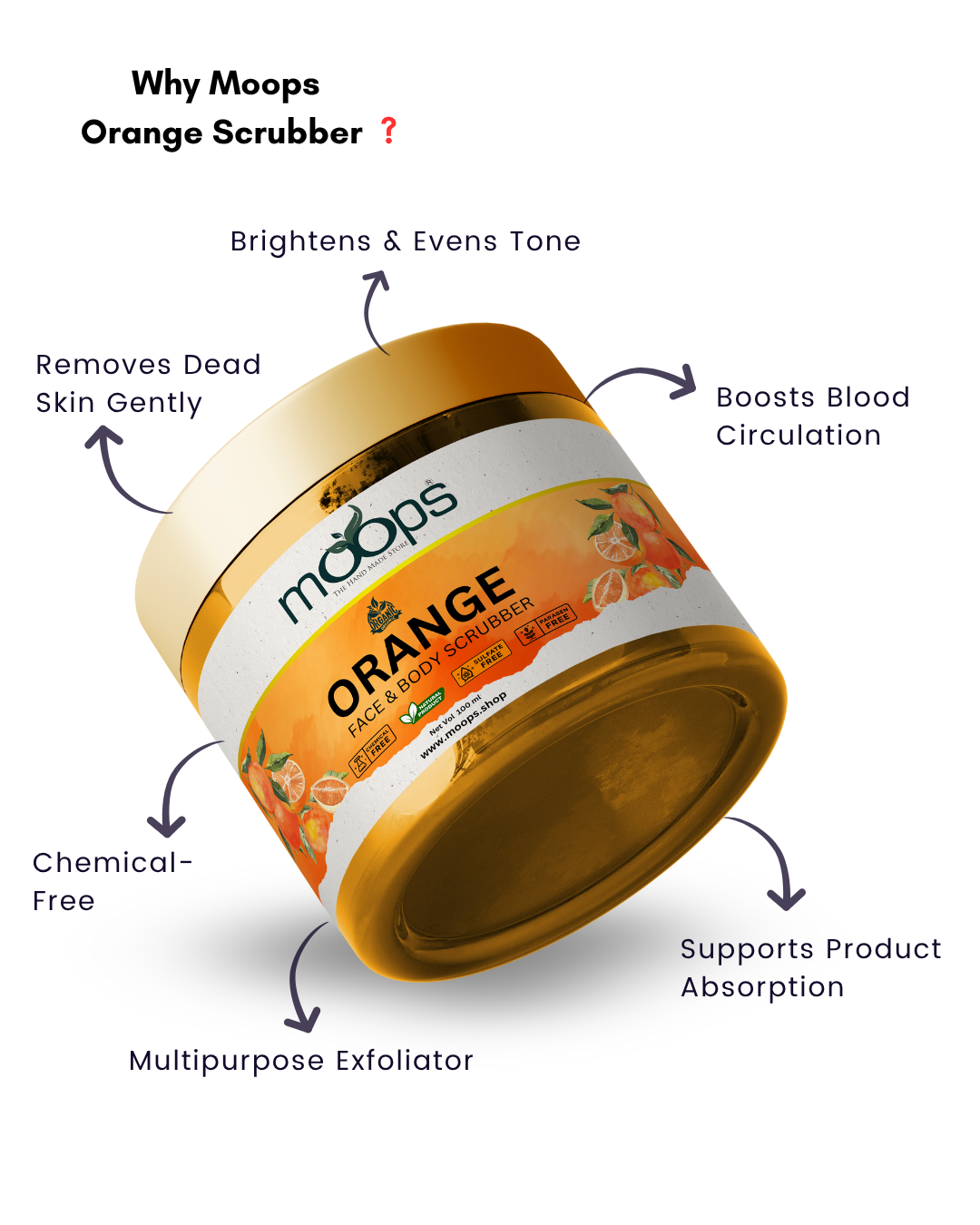 Moops Orange Face & Body Scrubber