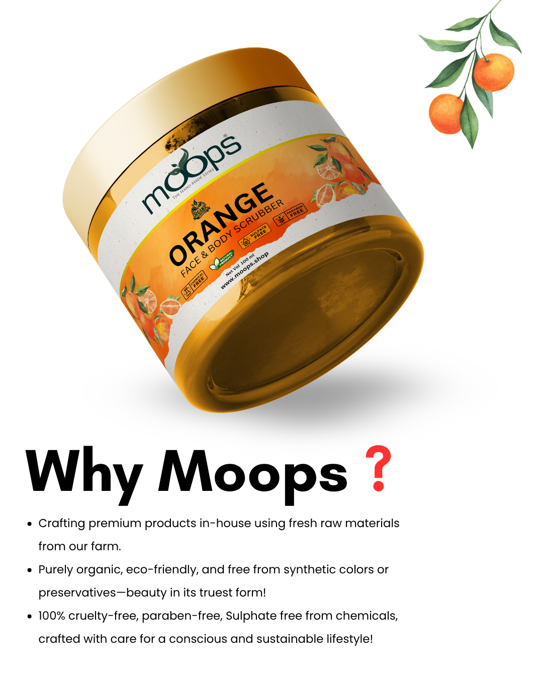 Moops Orange Face & Body Scrubber