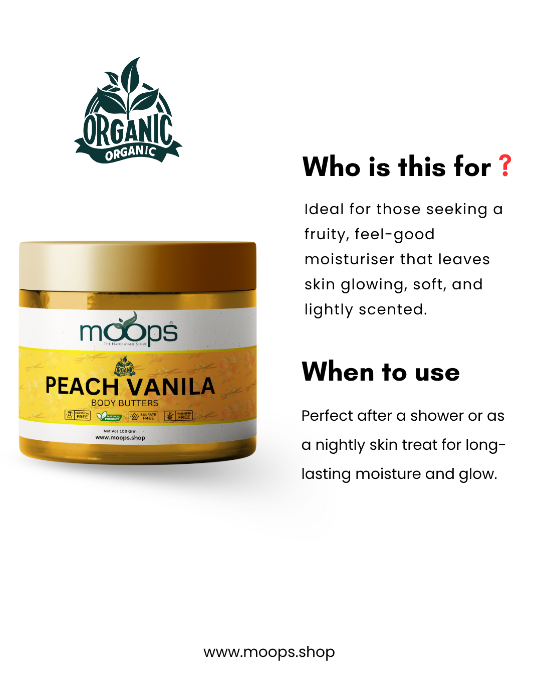 Moops Peach Vanilla Body Butter