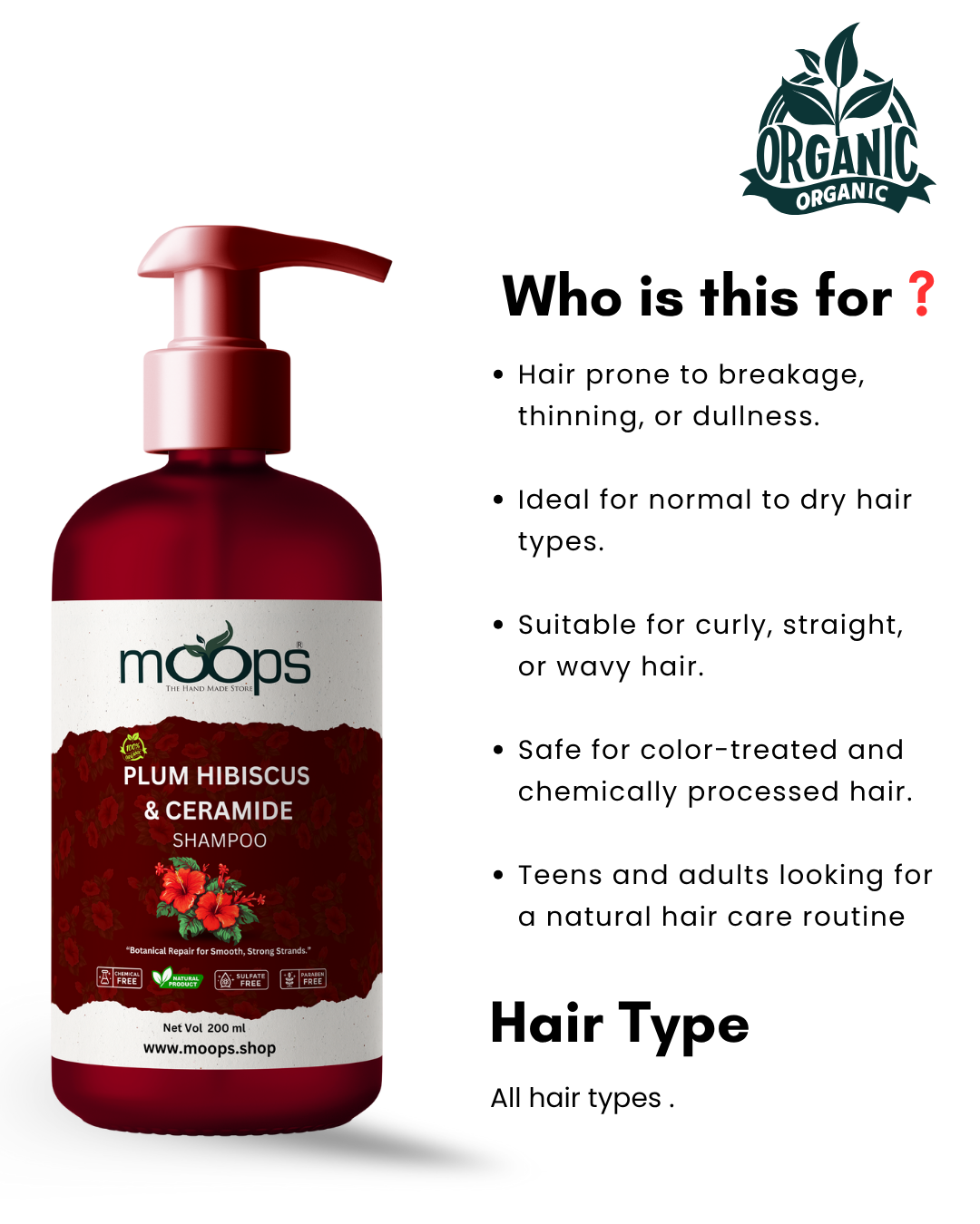 Moops Plum Hibiscus & Ceramide Shampoo
