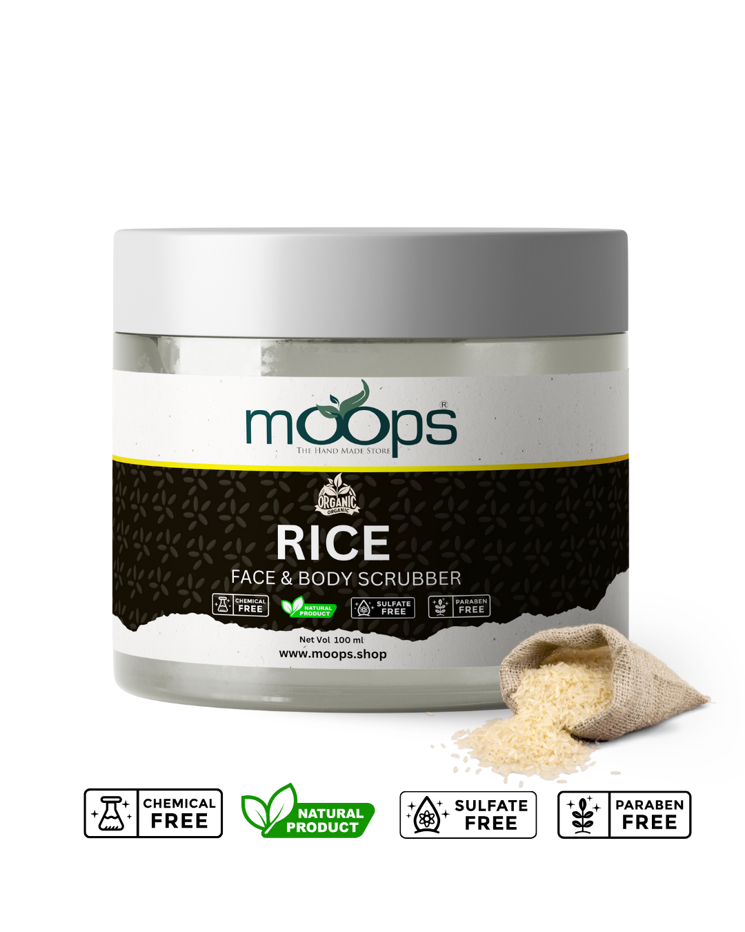 Moops Rice Face & Body Scrubber
