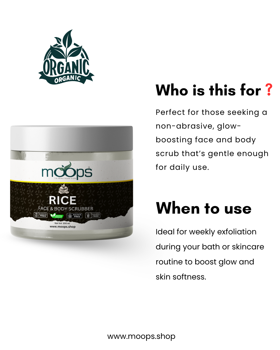 Moops Rice Face & Body Scrubber