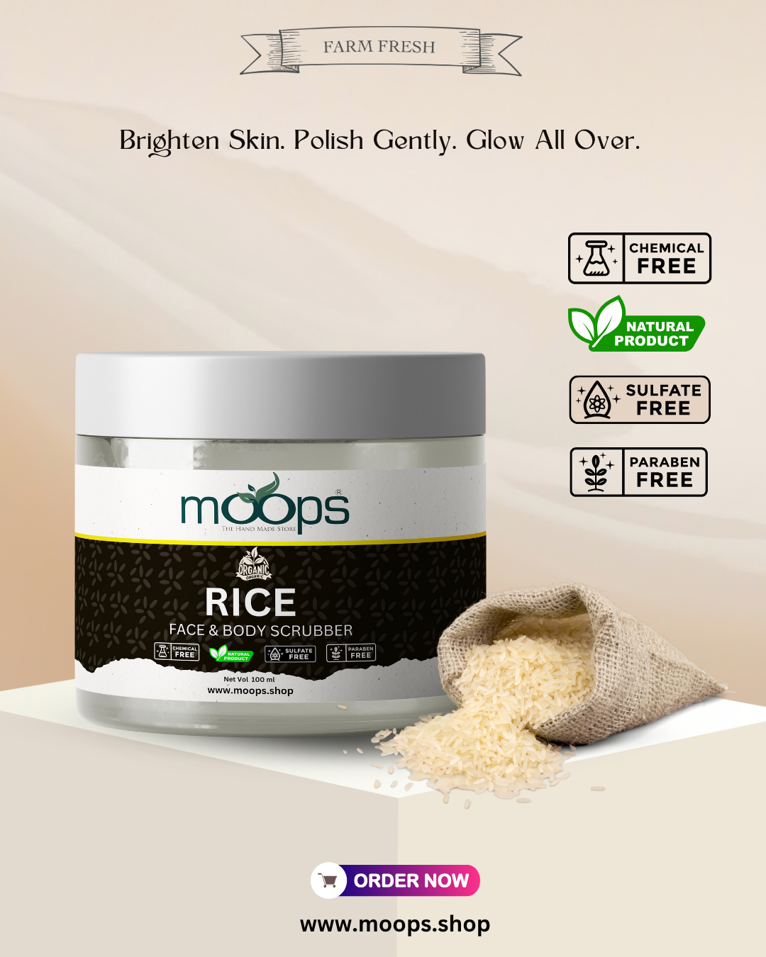 Moops Rice Face & Body Scrubber