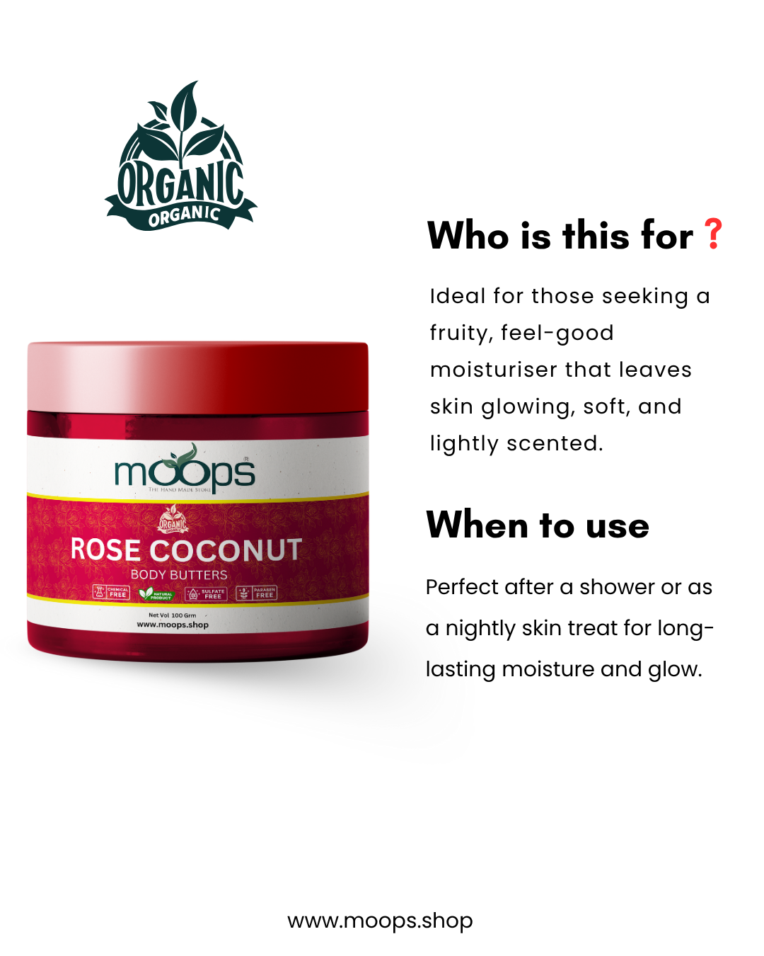 Moops Rose Coconut Body Butter