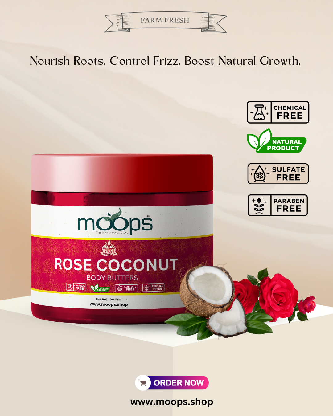 Moops Rose Coconut Body Butter