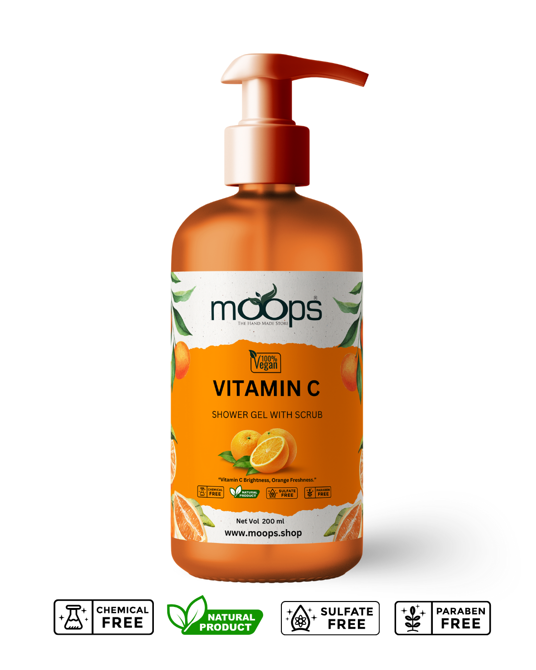 Moops Vitamin C Shower Gel with Scrubber