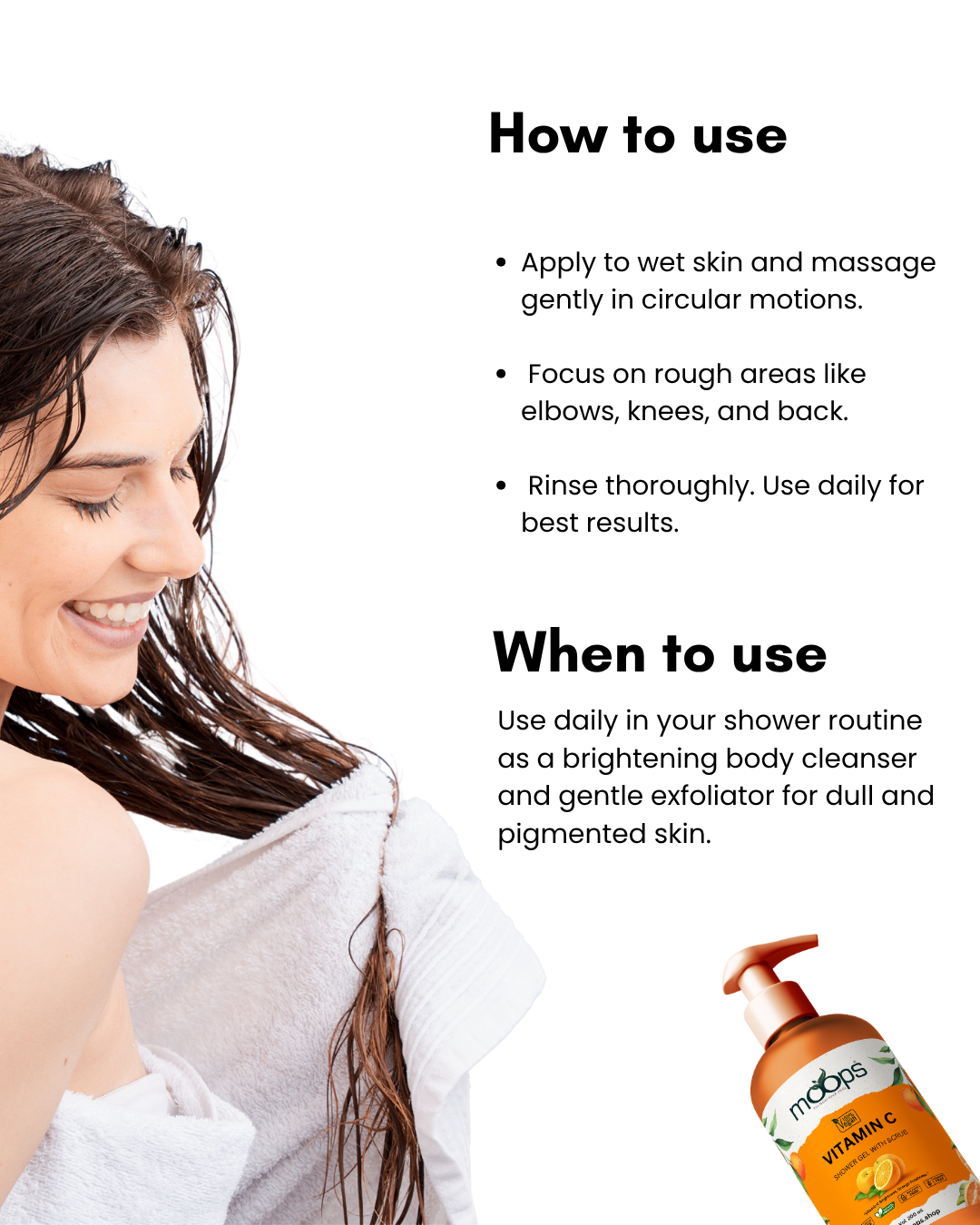Moops Vitamin C Shower Gel with Scrubber