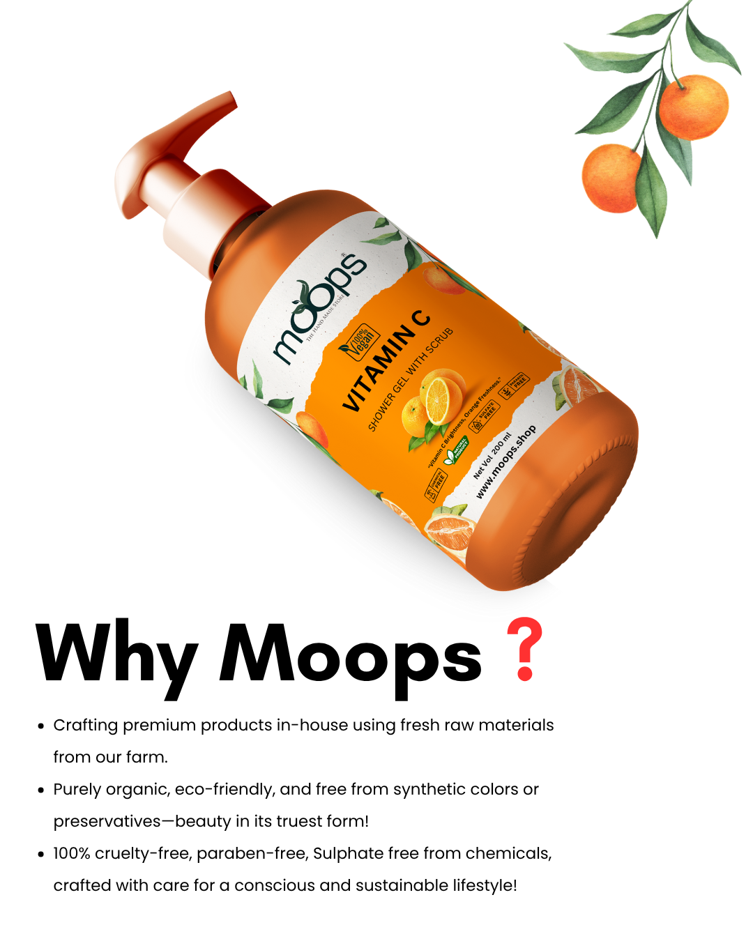 Moops Vitamin C Shower Gel with Scrubber