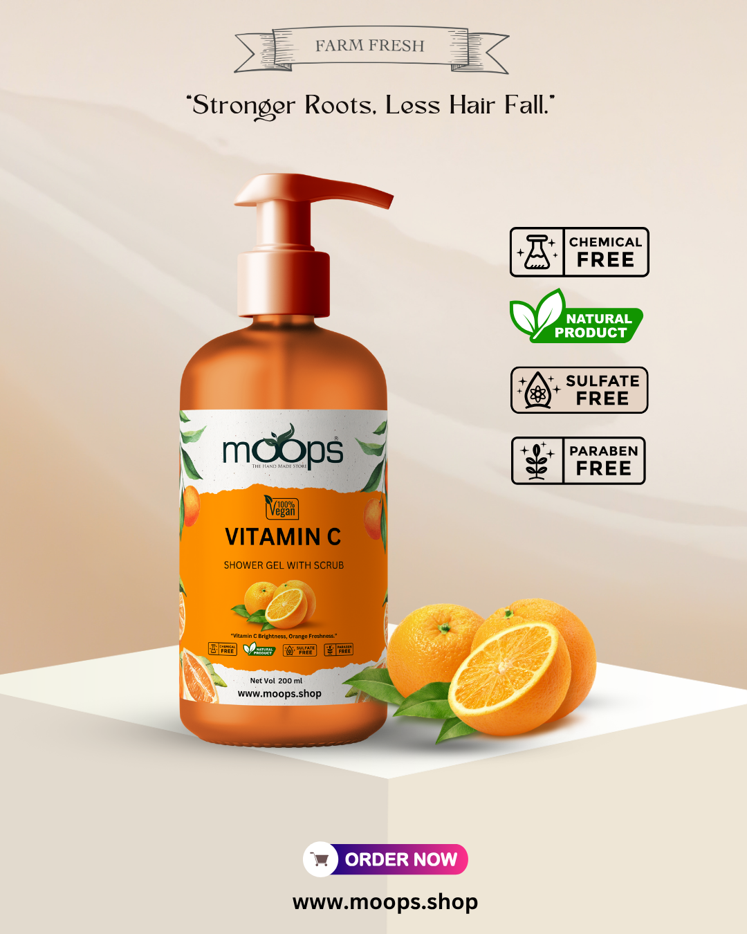 Moops Vitamin C Shower Gel with Scrubber