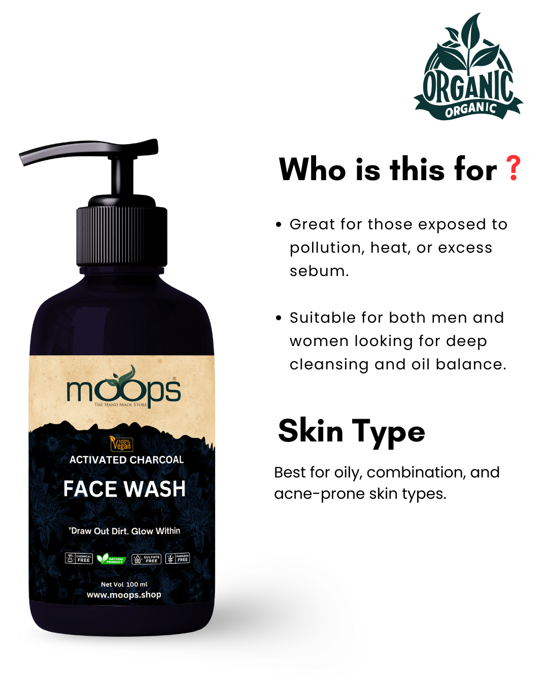 Moops Active charcoal Face wash