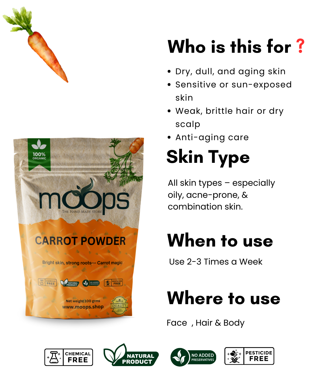 Moops Carrot Powder
