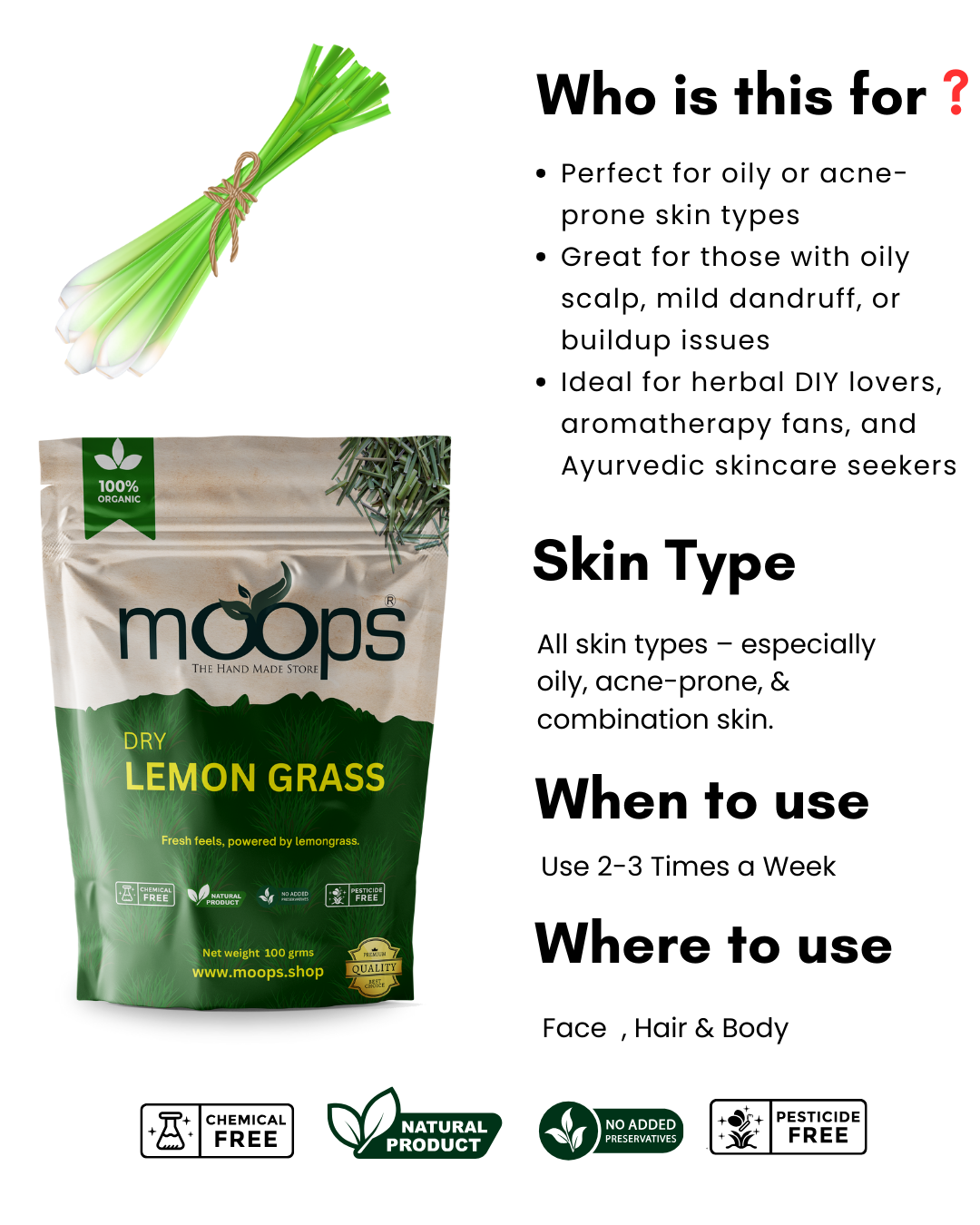 Moops Dried Lemongrass Leaves