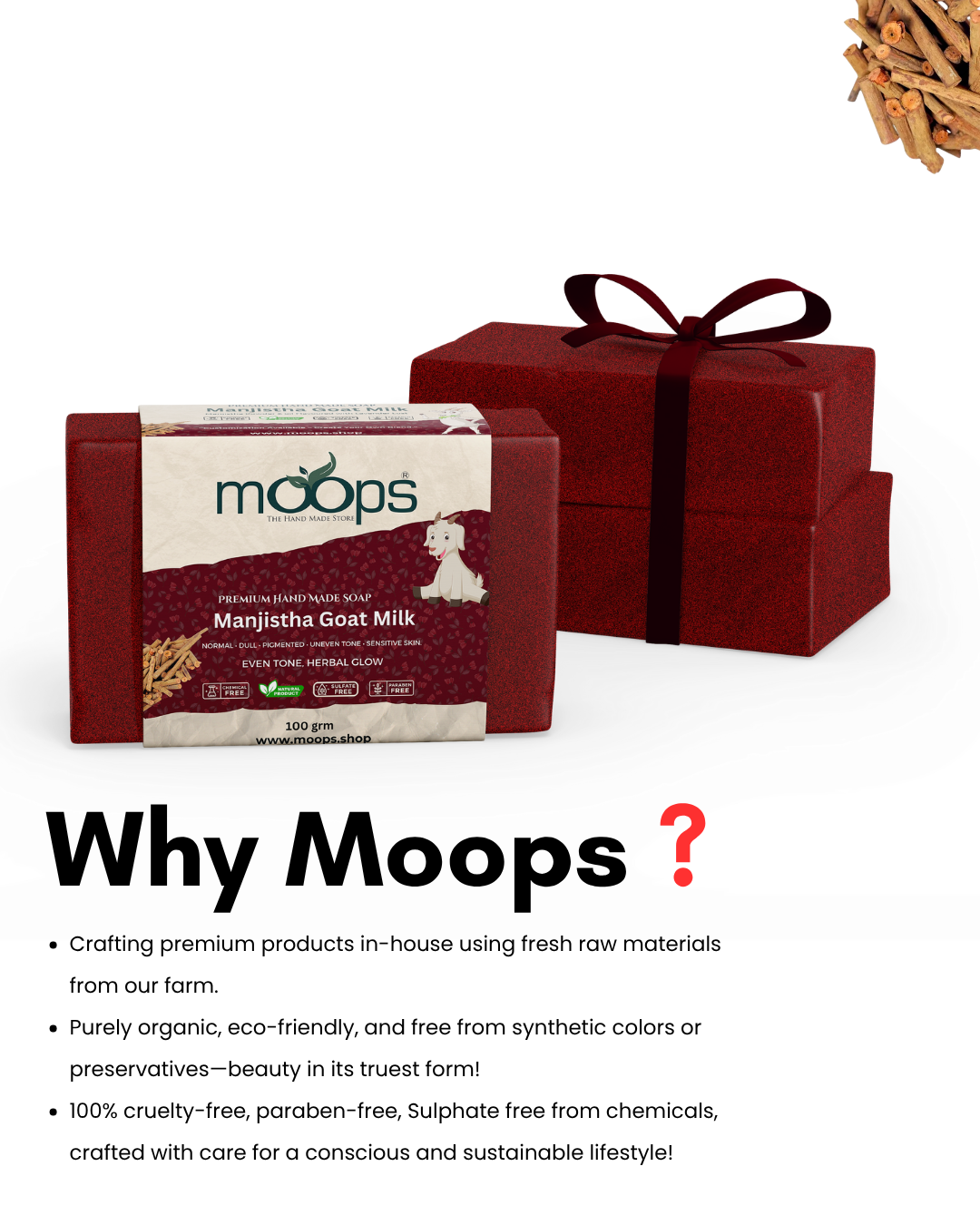Moops Goat Milk Manjistha Premium Handmade Soap