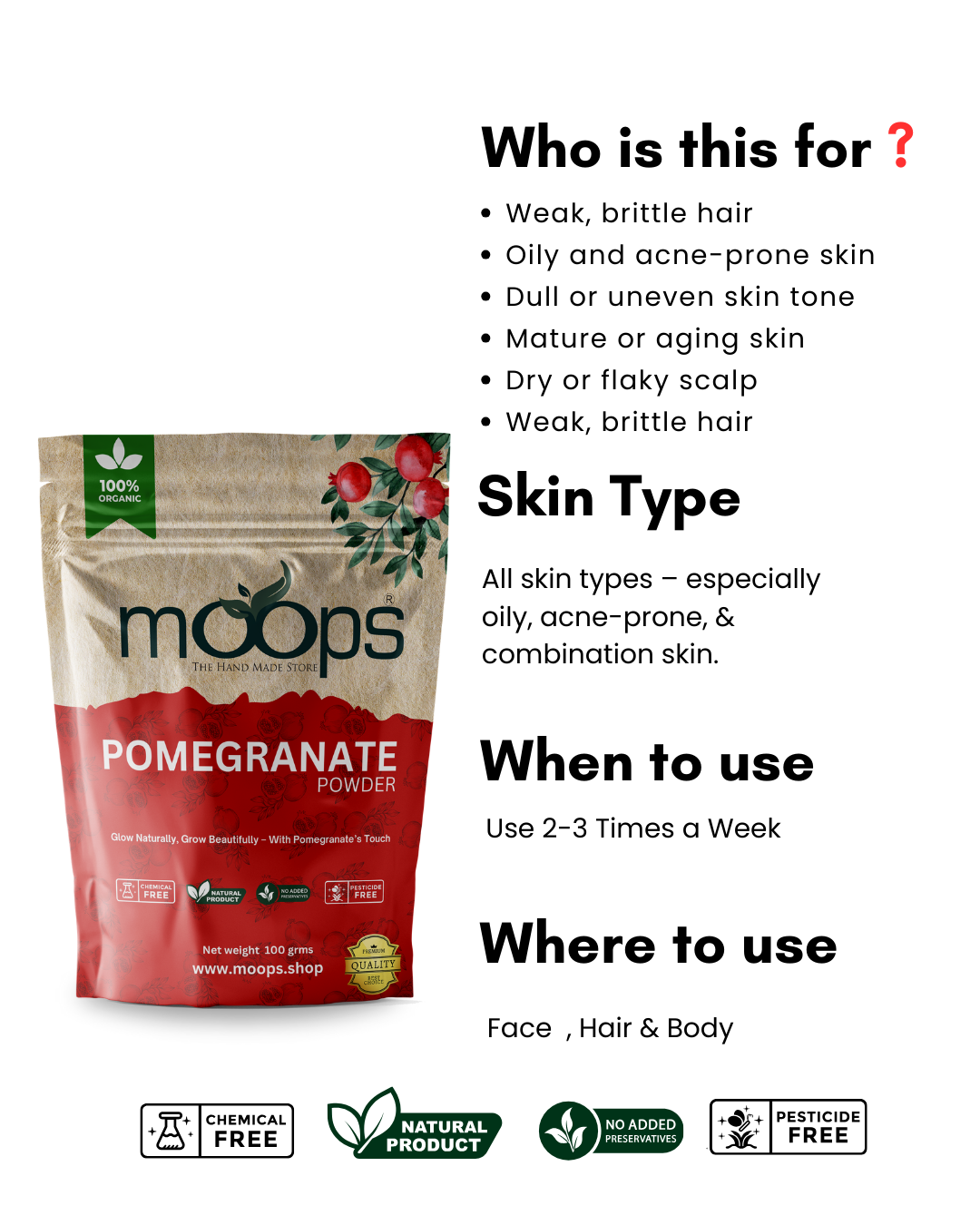Moops Pomegranate Powder