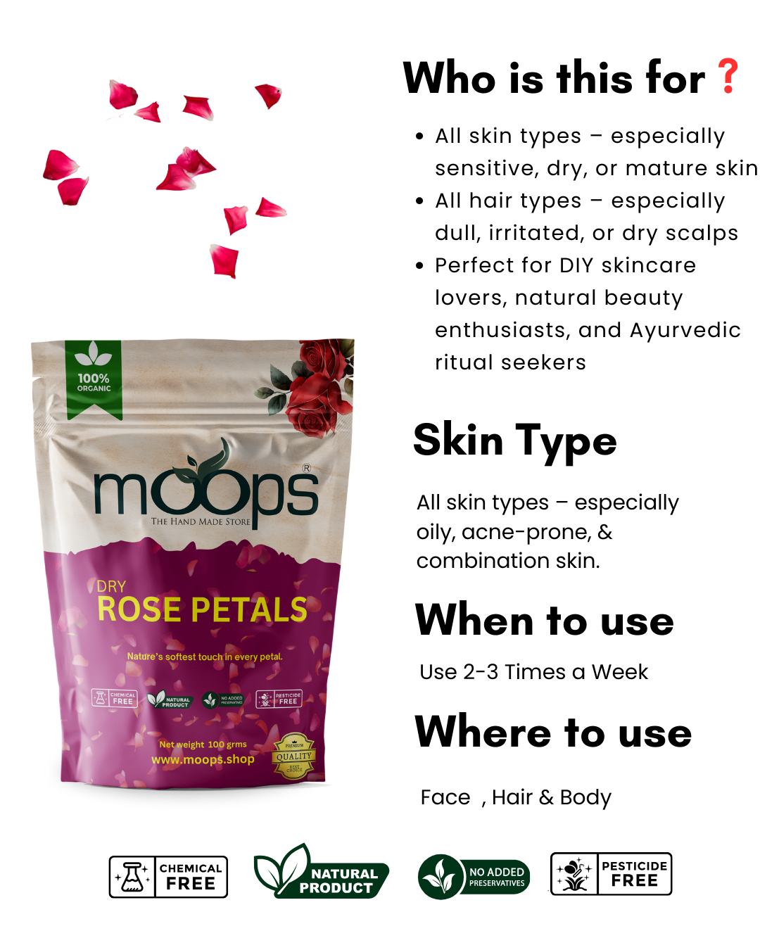 Moops Dried Rose Petals