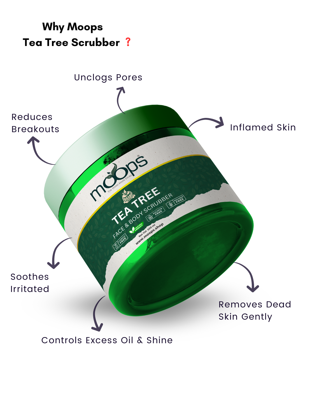 Moops Tea Tree Face & Body Scrubber