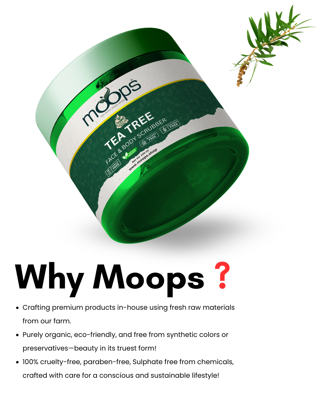 Moops Tea Tree Face & Body Scrubber